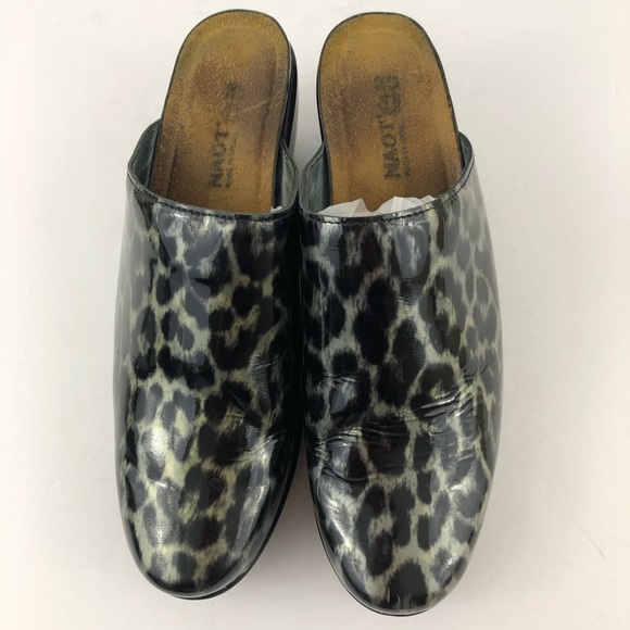 NAOT Shoes Black Womens Animal Print Patent Leather Mules Slip On Size E… - Picture 2 of 11
